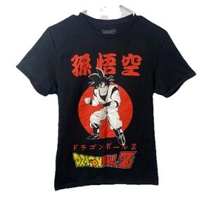 Dragon Ball Z Goku Graphic T-Shirt Mens Small Black Anime Kanji Toei Animation